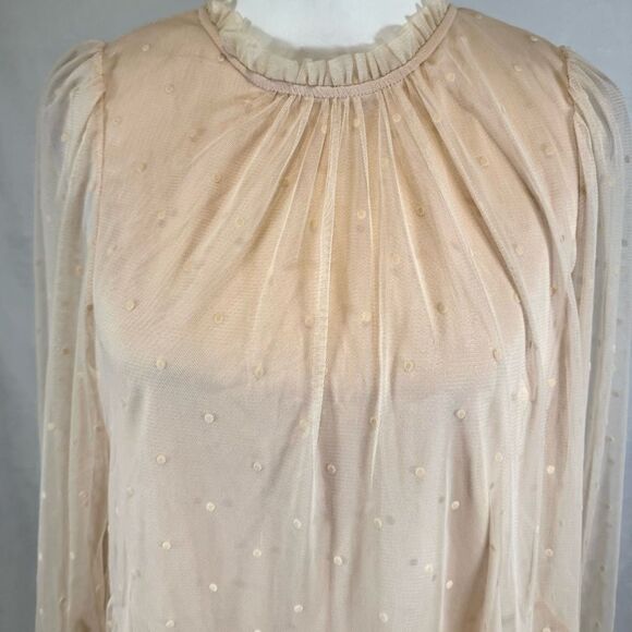H&M blush long sleeve open tie back layered tulle lace dress size XS - Picture 4 of 9